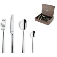 Amefa Moderno - Bestekset met houten kist - 24 delig voor 6 personen - Zilver - RVS - Vaatwasmachinebestendig