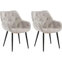 CLP Tanna Set van 2 eetkamerstoelen - Met armleuning - Fluweel/grijs