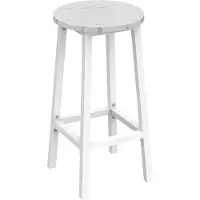 Leobert Barkruk – Rond – Marmer Kleur – Witte Metalen Poten – Met Voetsteun – Stevig en Stijlvol – Industriële Stijl – Ideaal voor Keuken en Bar – Ø32x65 cm