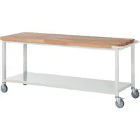RAU Werkbank serie 8000, verrijdbaar, plaatstalen legbord, B 2000 x D 700 x H 880 mm