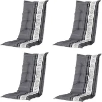 Madison tuinkussens hoge rug garden grey 123x50 - tuinstoel kussen 4 stuks