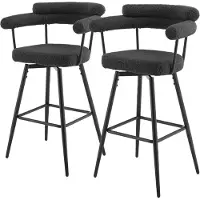 ML-Design Set van 2 barkrukken 360° draaibaar donkergrijs 61x103x55 cm met armleuning, rugleuning en voetensteun tot 120 kg ML design