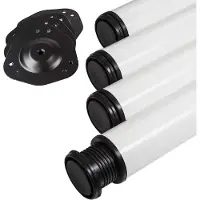 Sotech 4 stuks tafelpoot, wit rond, diameter: 60 mm, hoogte: 710 mm, verstelbaar, belastbaar tot 75 kg