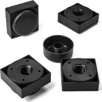 Sotech 8 stuks meubelpoot Hotel, hoekig 60 x 60 mm, in hoogte verstelbaar van 25 - 35 mm
