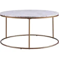 Teamson Home Marmo Ronde Salontafel - Nep Marmeren/Messing Metalen Afwerking - 36 x 36 x 18 (Inch)