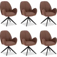 Homestyle4u Eetkamerstoel - set van 6 bruin - met armleuningen - draaibaar