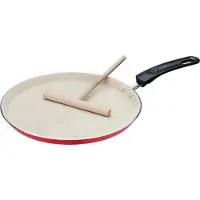 GSW rood/crème aluminium pannenkoekenpan inductie 26 cm incl. deegverdeler, 2-eenheden