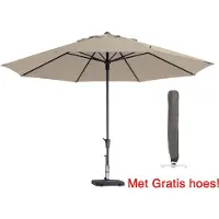 Madison Parasol rond Ecru Timor 400 cm met hoes | Topkwaliteit parasol van | XXL parasol met 100% polyester doek