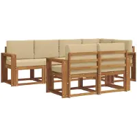 vidaXL Buiten bank set 7 st Natuurlijk en Beige