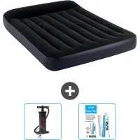Intex Luchtbed - Twijfelaar - 137 x 191 x 25 cm - Donkerblauw - Inclusief Pomp en Reparatieset