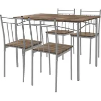 ML-Design Eetset voor 4 personen 5-delig met eettafel en 4 stoelen bruin hout ML design