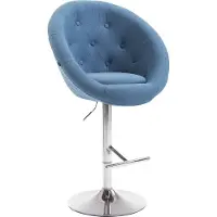 CLP London V2 Barkruk Stof blauw chroom