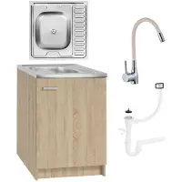Stamar - Keukenkast 60cm met Wastafel + Wastafelkraan - Keuken meubel - Eik Sonoma
