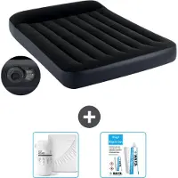 Intex Luchtbed - Twijfelaar - 137 x 191 x 25 cm - Blauw - Inclusief pomp - Hoeslaken en Reparatieset