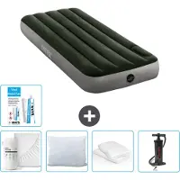 Intex Luchtbed - 1-Persoons - 76 x 191 x 25 cm - Groen - Inclusief Hoeslaken - Kussen - Pomp - Reparatieset en Kussenbeschermer