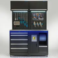 Datona Werkplaatsinrichting PREMIUM met RVS werkblad 135 cm breed - Zwart