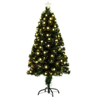 Luca Lighting Mercury Kerstboom met Fibre Optic Verlichting - Kerstversiering voor Binnen met 135 LED Lampjes - Kunstboom Rond met Sterrenpiek - H120 x Ø55 cm - Groen