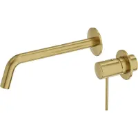 Domino ORION - Gouden inbouw wastafelkraan - Wandmengkraan met 203mm uitloop - Luxe goudkleurige badkamerkraan