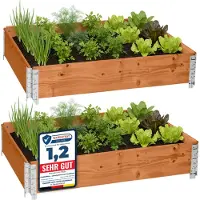 Garronda Kweekbak Palletrand 2-Pack 120x80x20cm - Bruint - Bloemen - Kruiden - Palletframe - Natuurlijke Verhoogde Bloembedden - GD-BUD-PAL
