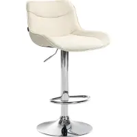 CLP Vonore Barkruk - Met rugleuning - Met voetensteun - Verstelbaar - Metalen frame - Stof - chroom/creme