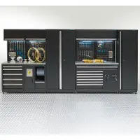 Datona Werkplaatsinrichting PREMIUM met RVS werkblad - 422 cm breed - Zwart