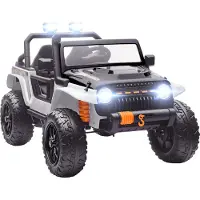 AIYAPLAY Kids Ride On Off-road Toy Truck-Metaal, Kunststof-123,5L x 70,3B x 71,3H cm-Wit