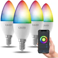 Calex Slimme LED Lamp - 4 stuks - E14 - RGB en Warm Wit - 4.9W