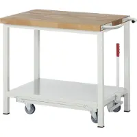 RAU Werkbank serie 8000, verrijdbaar, neerlaatbaar, Legbord, B 1000 x D 700 x H 880 mm