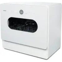Medion Mini Vaatwasser DWT51 (tafelmodel vaatwasser met touchbediening, emmerfunctie, 5 couverts, werkt met/zonder wateraansluiting, 7 reinigingsprogramma's, voorkeuze starttijd, MD 37766) wit