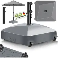 Tillvex Parasolvoet GRAVIA met wielen & remmen | Parasolstandaard vulbaar 37L / 56kg | Parasol Gewicht voor stokparasol & marktparasol Ø 1,8-3,7m | Weerbestendig & UV-bestendig (Antraciet)