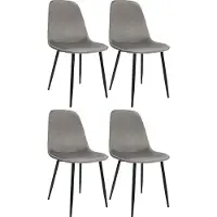 CLP Maryam Set van 4 eetkamerstoelen - klassiek - met rugleuning - zwart metalen frame - belastbaar tot 150 kg - Fluweel/licht grijs