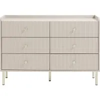 Vente-unique Ladenkast met 6 laden - Beige en gouden - LUNAOR