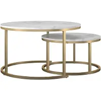 DOMUS Salontafel Amelia 2 delig, tafelblad van mdf, bronskleurig onderstel van metaal