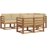 vidaXL Buiten bank set 7 st Natuurlijk en Beige