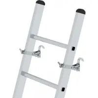 MUNK Günzburger Steigtechnik ladderkopbeveiliging voor enkele ladders, bevestiging zonder gereedschap, traploos op de ladderboom, beweegbare haken, 2 stuks, Ø 80 mm