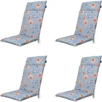Madison tuinstoelkussen hoge rug florina blue ca. 120x50 cm set van 4