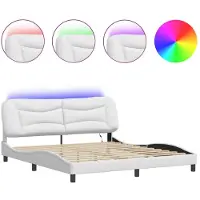 vidaXL Bedframe met LED zonder matras "Hvar" wit 180x200 cm