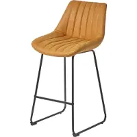 Homescapes - Barkruk Ascot kunstleren barkruk met rugleuning - 97cm - goud