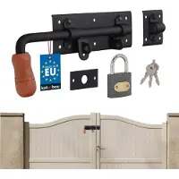KOTARBAU Zwarte Poortschuif met Hangslot - 280mm Links