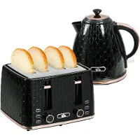 HOMCOM Waterkoker en broodrooster set Kunststof, staal 24,2L x 19,5B x 23,4H cm Zwart