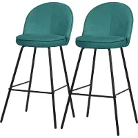 ML-Design Barkruk set van 2 petrol 52x102x50 cm met rugleuning en voetensteun tot 120 kg