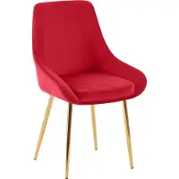 CLP Elmira Eetkamerstoel - Klassiek - Met rugleuning - Met armleuning - Met rugleuning - Velvet - goud/rood