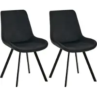 CLP Lewes Set van 2 eetkamerstoelen - klassiek - draaibaar - met rugleuning - velvet - fluweel - Fluweel/zwart