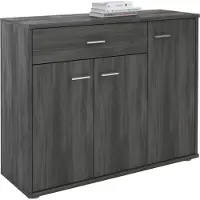 CARO-Möbel Sideboard ESTELLE met 3 deuren en 1 lade - grijs essenhout