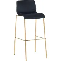 CLP Hoover Barkruk - met rugleuning - en voetensteun - met metalen frame in goudkleurige look - velvet - fluweel - zwart/goud