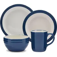 Barbary & Oak Serviesset, 16 Delig, 4 Personen, Blauw, Crème, Keramiek - | Foundry