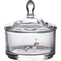 Clayre & Eef Glazen potje Ø 9x9 cm Glas Rond Teckel Potje Transparant Potje