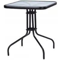 B2X Tuintafel vierkant - 60cm - Gehard glas - Zwart