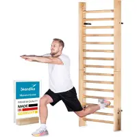Skandika Vira klimrek hout - Klimrekken voor volwassenen, Made in Germany, massief essen uit Duitsland, 218 × 85,5 cm, tot 130 kg | Turnrek fitness, indoor klimwand, klimtoestel sport