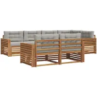 vidaXL Buiten bank set 7 st Natuurlijk en Licht Grijs